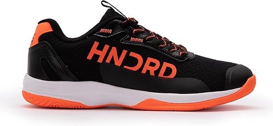 HUNDRED Xoom Pro Chaussures de badminton professionnelles non marquantes pour hommes (Orange/Noir, Taille : UK 2/US 3/EU 36) | Matériau Tige : mesh, TPU et cuir synthétique, Semelle : caoutchouc et phylon | Convient pour le badminton/tennis en salle