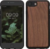 kwmobile telefoonhoesje geschikt voor Apple iPhone SE (2022) / iPhone SE (2020) / iPhone 8 / iPhone 7 - Hoesje met bumper in donkerbruin - Backcover - hout