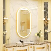 Badkamerspiegel - Badkamer spiegel - Badkamerspiegel met led verlichting - Ovaal - 40x20 Inch - Goud - Spiegel met licht - Spiegels