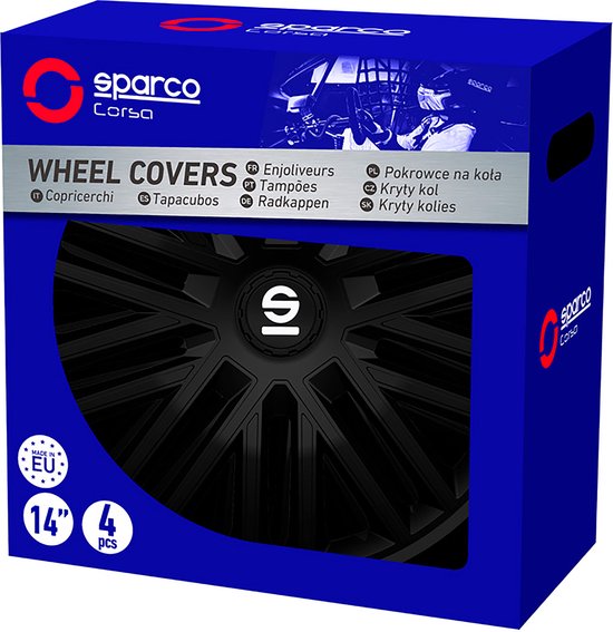 Wieldoppen set SPARCO BERGAMO NERO-ROSSO zwart-rood 16 inch