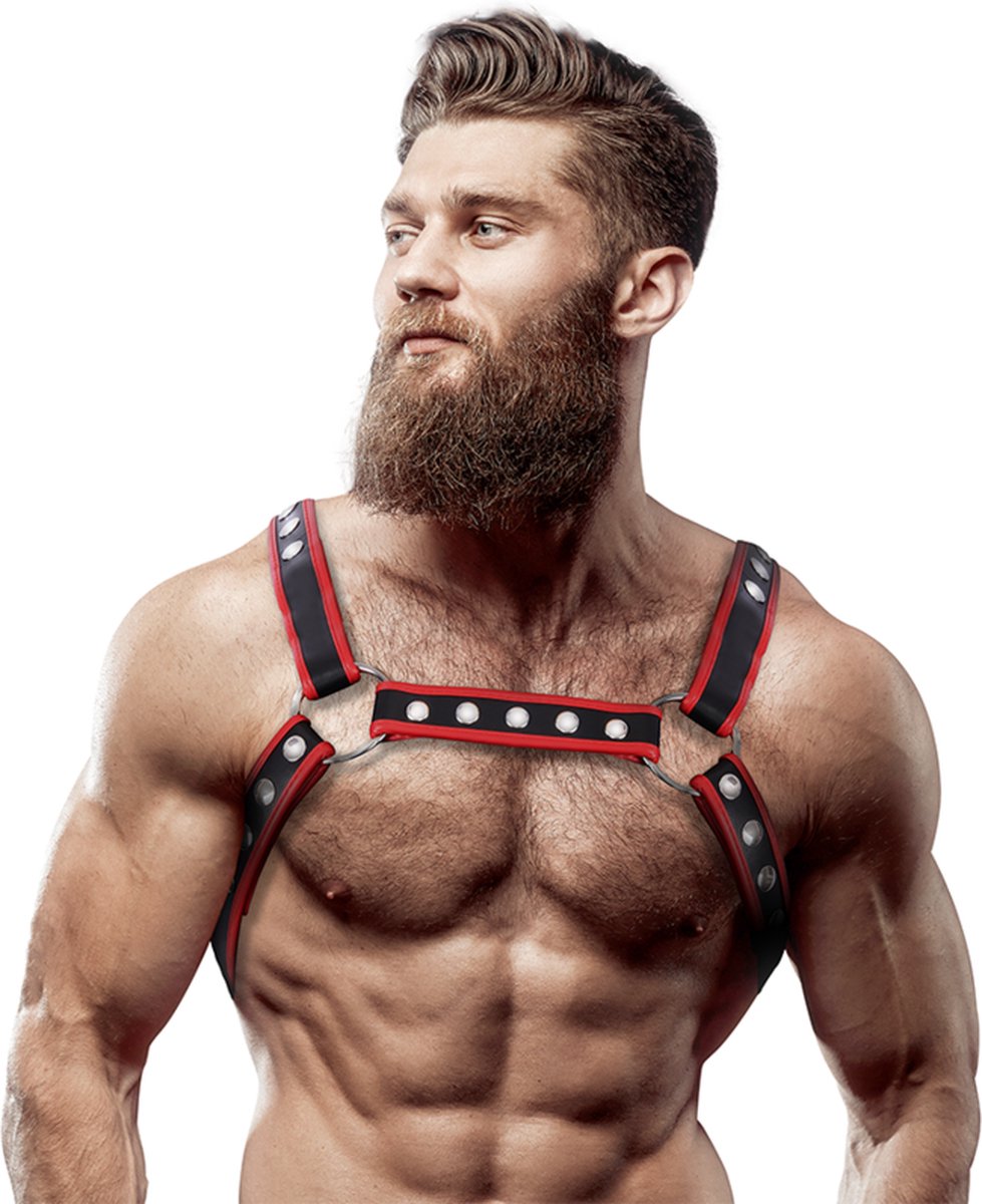 Goedkoopste FETISH SUBMISSIVE ATTITUDE - MEN'S ECO-LEATHER CHEST BULLDOG HARNESS BLACK/RED | BDSM | FETISH | BONDAGE | SEX TOYS VOOR MANNEN | SEKSSPEELTJES VOOR MANNEN