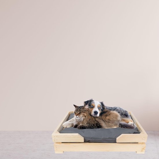 Houten Hondenbed met Hondenkussen | 68 x 48 x 14 cm