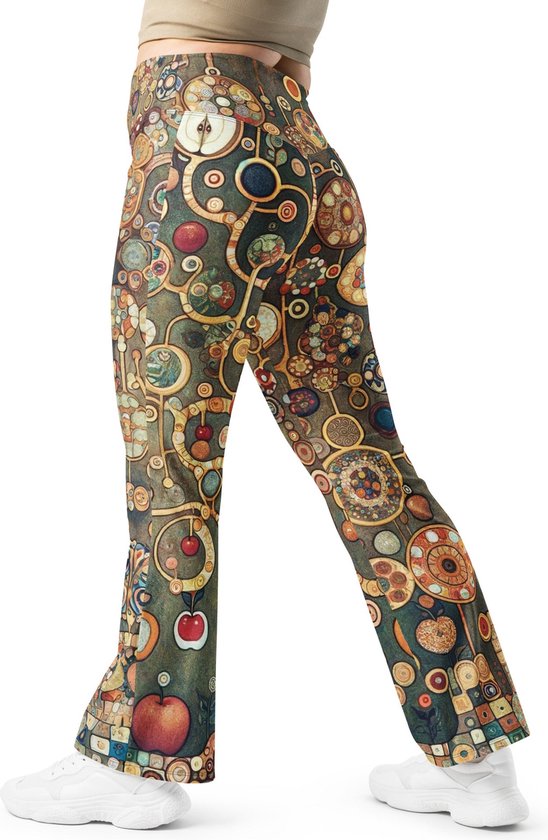 Gustav Klimt 'Appelboom I' ("Apple Tree I") Beroemde Schilderij Flare Leggings | Premium Kunst Flare Legging Dames | XXS