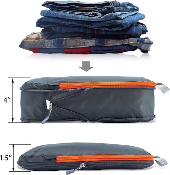 Cipway Compressie Pakblokken, Ultralichte Reisbagage Organizer Sets Uitbreidbare Reisbenodigdheden voor Handbagage Koffer (Grijs 6 stuks