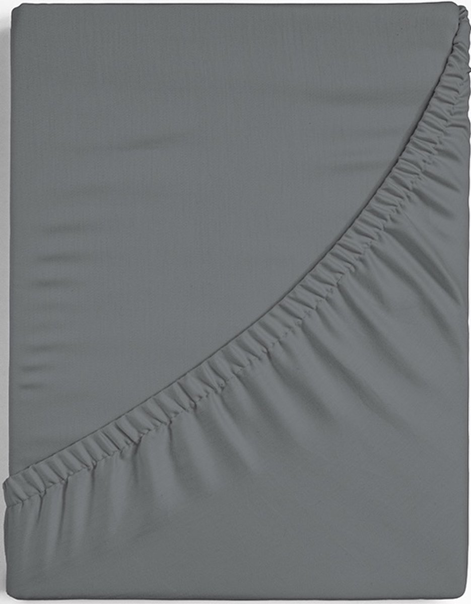 Egyptisch Percale Katoen - Topper Hoeslaken - Donker Grijs - 140x200 cm - Dreamers Den
