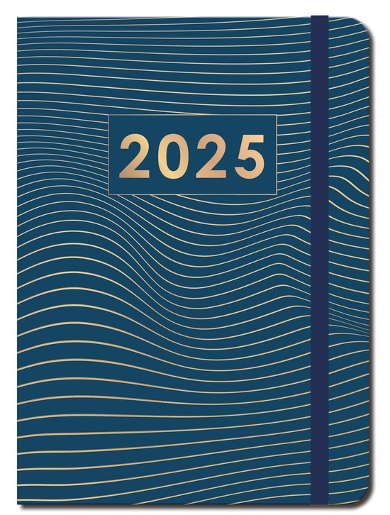 Foto: Mgpcards a5 agenda 2025 sluiting elastiek weekoverzicht 1w 2p donkerblauw ruime vakken 14 8 x21 cm