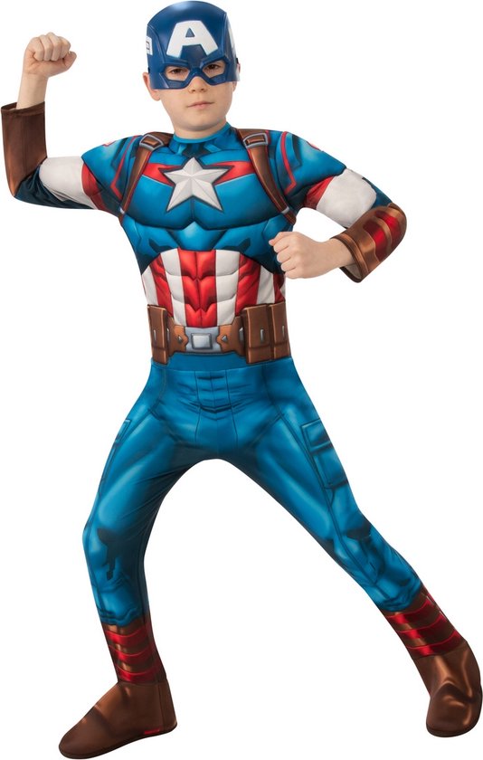 Rubies - Costume Captain America - Costume Superhero Captain America Deluxe Enfant - Bleu - Medium - Déguisements - Déguisements