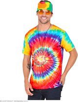 Widmann - Hippie Kostuum - Hippie Shirt Tie-Dye Circle Of Freedom - Multicolor - Small / Medium - Carnavalskleding - Verkleedkleding