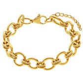 Lucardi Dames Stalen goldplated armband glad breed - Armband - Staal - Goudkleurig - 20 cm