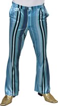 Magic By Freddy's - Hippie Kostuum - Gestreepte Hippie Broek Daydreamer Man - Blauw - Medium - Carnavalskleding - Verkleedkleding