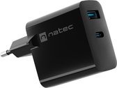 USB-LADER NATEC RIBERA GAN 1X USB-A + 1X USB-C 45W ZWART NUC-2143