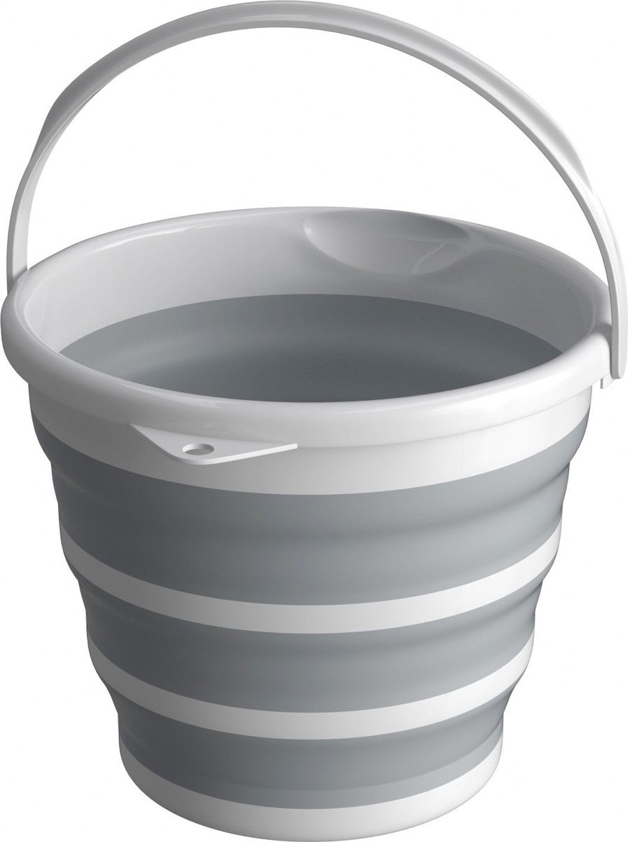 Goedkoopste Intirilife Emmer opvouwbaar 10 liter in Grijs - Wit - 34 x 33 x 25 cm - Opvouwbare emmer voor schoonmaken wateremmer praktisch en opvouwbaar ideaal voor onderweg of thuis