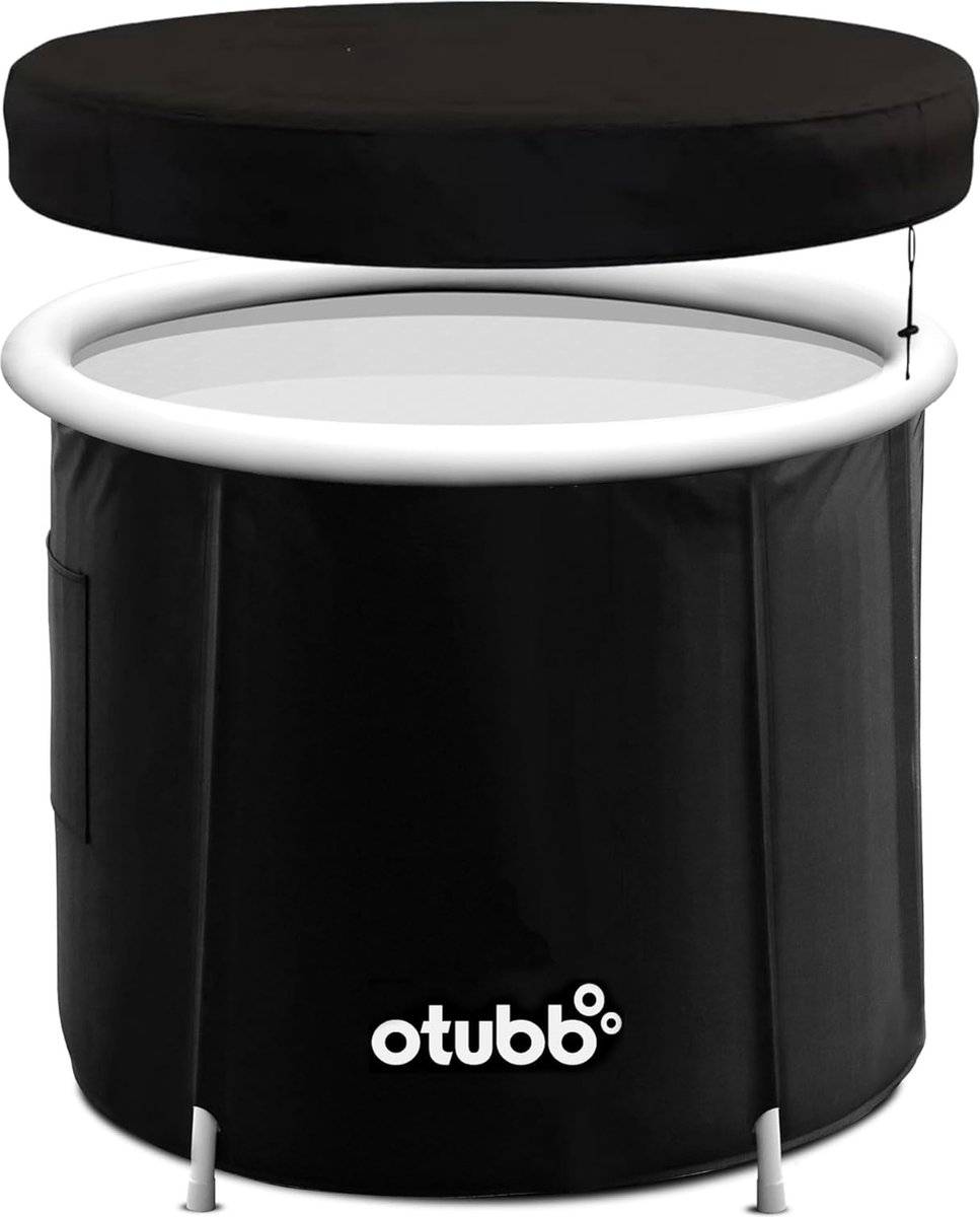 Professionele IJsbad Ø 75 cm - Opvouwbare Badkuip Opblaasbaar - Outdoor Zitbad Voor Volwassenen - Voor Tuin Of Douche - Mobiele Badkuip Van Kunststof - Zwart