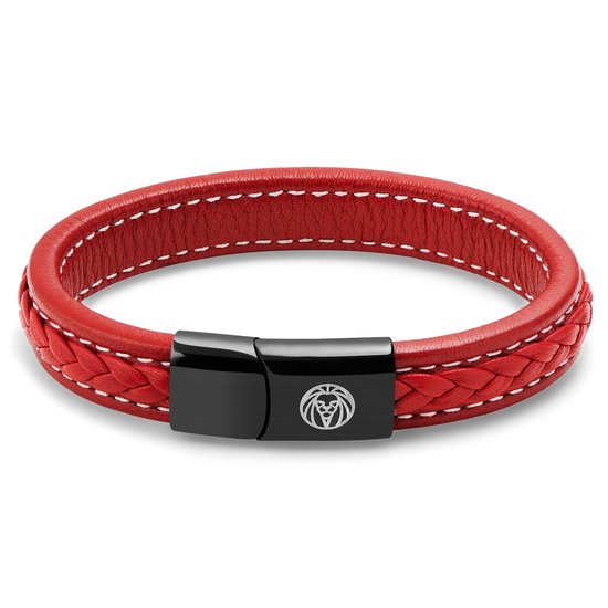 Bracelet en cuir rouge rétro