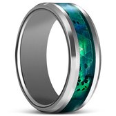Terra | Bague en carbure de tungstène argenté et nacre 8 mm