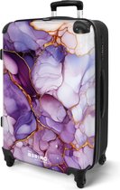 NoBoringSuitcases.com® - Grande valise Marbre - Violet - Lilas - Bagage - Valise de voyage - Valise chariot - Valises 67cm