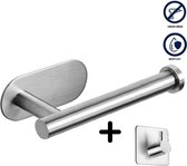 Finity Shop - Zilveren WC Rol Houder en Haakje - Hoogwaardig Roestvrij Staal voor Elk Toilet en Badkamer