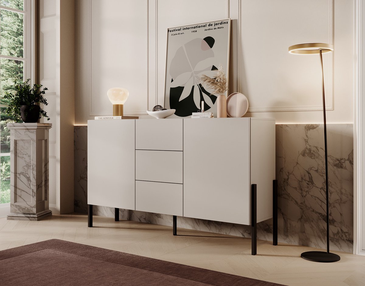 Meubella - Dressoir Jordy - Beige - 154 cm