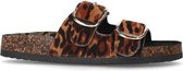 Sacha - - Leren slippers met luipaardprint - Maat 39