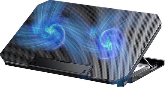 Laptop cooler - Verstalbare laptop standaard - laptop verhoger - 2 ventilators - 2600 RPM - 17 Inch-zwart