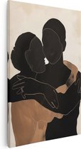 Artaza Canvas Schilderij Silhouet van een Knuffelend Stel - 20x30 - Klein - Foto Op Canvas - Canvas Print
