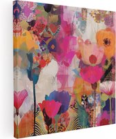 Peinture sur toile Artaza, œuvre d'art abstraite de Fleurs colorées - 70x70 - Décoration murale - Photo sur toile - Impression sur toile