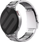 Strap-it Luxe stalen schakel band 20mm - geschikt voor Samsung Galaxy Watch 6 (Classic) / Watch 5 Pro / Watch 4 / Watch 3 41mm / Watch 1 42mm / Active (2) / Gear Sport - Polar Ignite / Unite - Amazfit Bip / GTS - zilver