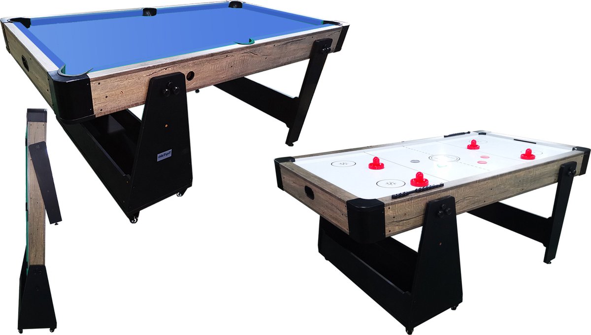 Top Table Airhockey/Pooltafel Twist 2in1 Max Wood 6FT