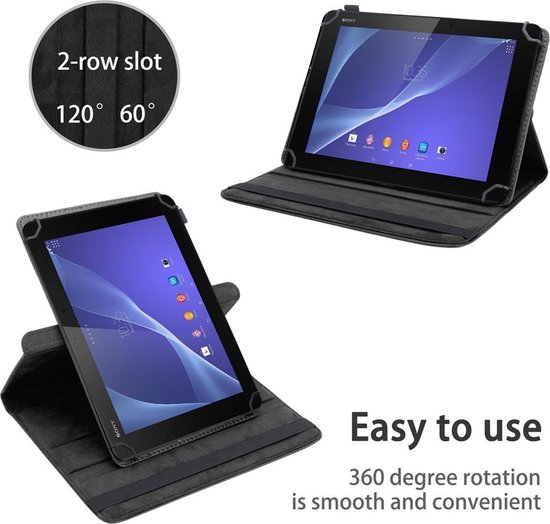 Cadorabo Tablet Hoesje geschikt voor Sony Xperia Tablet Z2 (10.1 Zoll) in ZWART - 360 graden beschermhoes van imitatieleer met standfunctie en elastische band