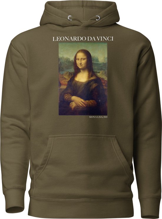 Leonardo da Vinci 'Mona Lisa' ("Mona Lisa") Beroemd Schilderij Hoodie | Unisex Premium Kunst Hoodie | Military Green | S
