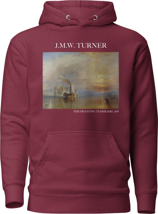 J.M.W. Turner 'De vechtende Temeraire' ("The Fighting Temeraire") Beroemd Schilderij Hoodie | Unisex Premium Kunst Hoodie | Maroon | L