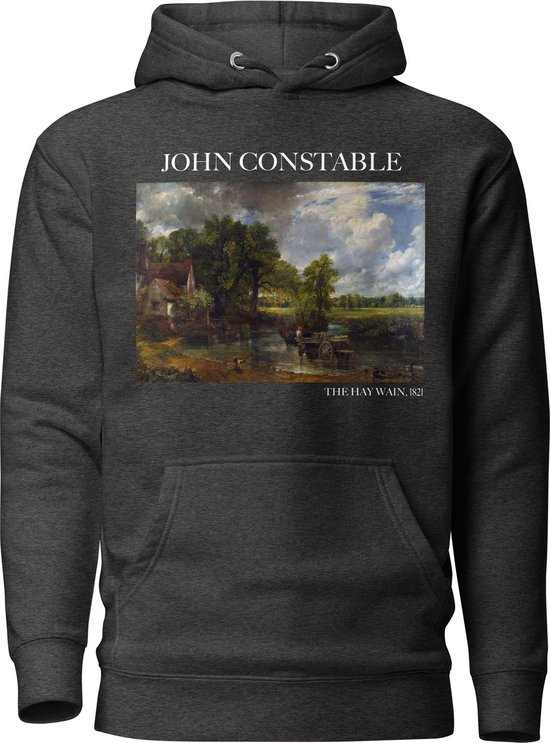 John Constable 'De Hooiwagen' ("The Hay Wain") Beroemd Schilderij Hoodie | Unisex Premium Kunst Hoodie | Charcoal Heather | L