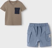 Name it - Set T-shirt funghi + Short blauw - Maat 98