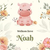 Geboortetegeltje met Nijlpaard en naam | Keramisch tegeltje | Cadeau voor hem & haar | Hoge kwaliteit | 10,8 cm x 10,8 cm