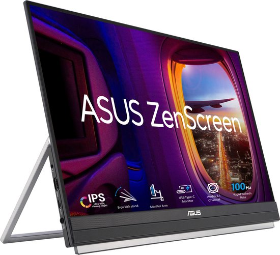 ASUS ZenScreen MB229CF - Portable Monitor - Inclusief stand - USB-C - 100hz - 22 inch