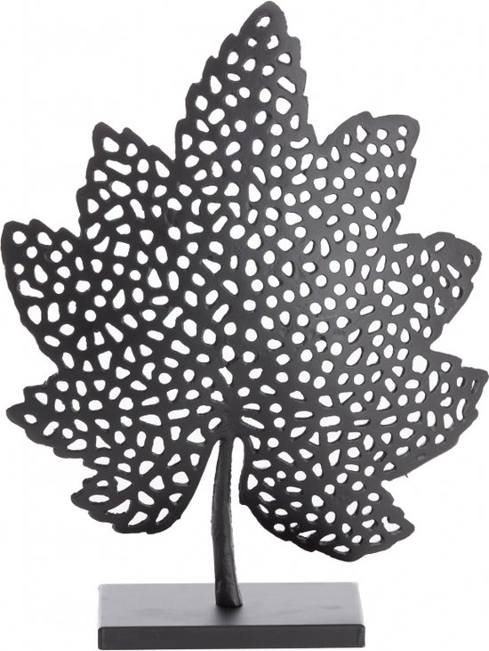 Light & Living Deco Beeld Leaf - Metaal - Zwart - 28x35x8 cm (BxHxD) - Woonexpress