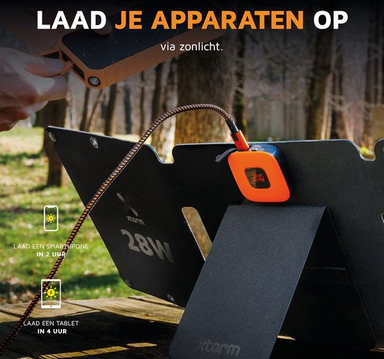 Xtorm Draagbaar Zonnepaneel Opvouwbaar - 28W Solar Panel - SolarBooster - Outdoor / Kamperen - Zonne-energie - Flexibel - Monokristallijn Zonnepaneel - EFTE - Zwart van Xtorm — afbeelding 5