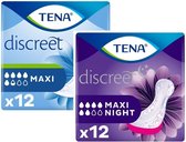 TENA Discreet Maxi pakket- 5 pakken Maxi + 5 pakken Maxi Night - 10 pakken - 120 inleggers