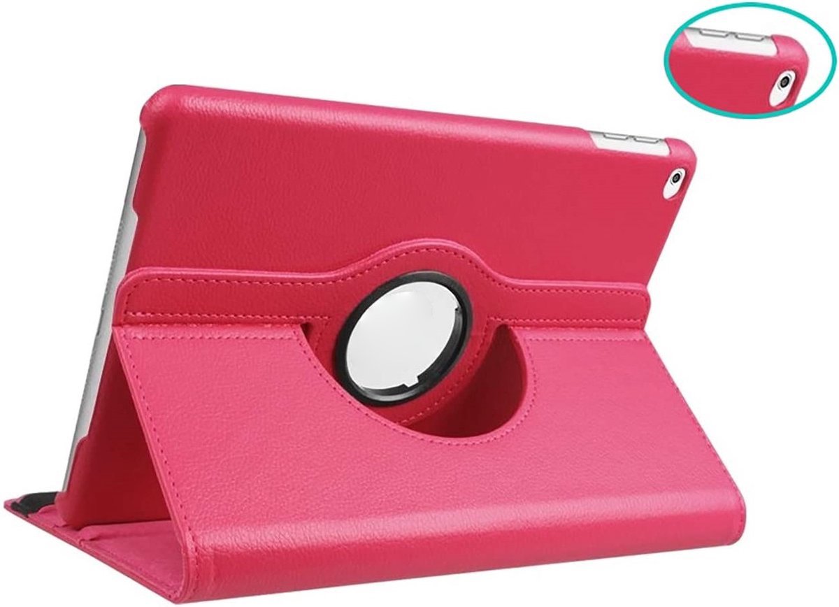 Draaibare Bookcase - Geschikt voor iPad Hoes 7e, 8e, 9e Generatie -10.2 inch (2019,2020,2021) - Fel Roze