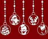 Little1Gifts - Raamsticker - Kerstballen slingers - kerstfiguren - klein - wit