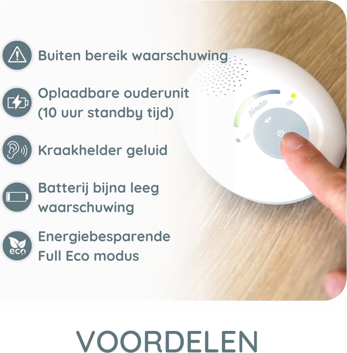 Afbeelding 3 van Alecto DBX110 - Full Eco DECT Babyfoon - Wit/Blauw