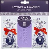 2 geurzakjes lavendel (18G) en een lavendelzeep (100g) Paris van Le Chatelard 1802