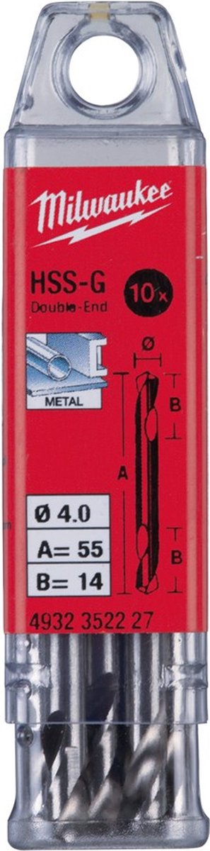 Milwaukee Metaalboren HSS-Ground - Tweezijdig borend 4.20 x 55-10 stuks - 4932352229
