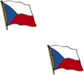 Pin speldje broche - 2x - Vlag Tsjechie - 20 mm - blazer revers pin - landen decoraties