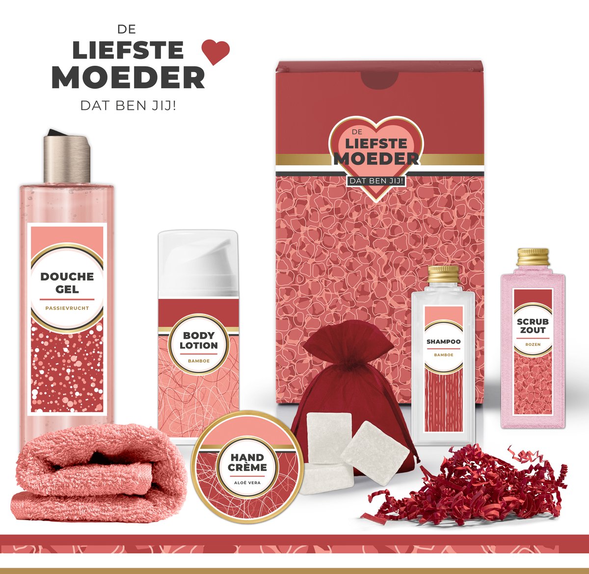 Goedkoopste Geschenkset de Liefste Moeder dat ben jij - 9 producten - 685 gram | Giftset voor haar - Speciaal voor jou - Cadeau allerliefste Moeder - Verjaardag - Moederdag - Kerstcadeau - Cadeaubox Wellness deluxe - Kerst Geschenk - Bedankt Mama - Luxe Set
