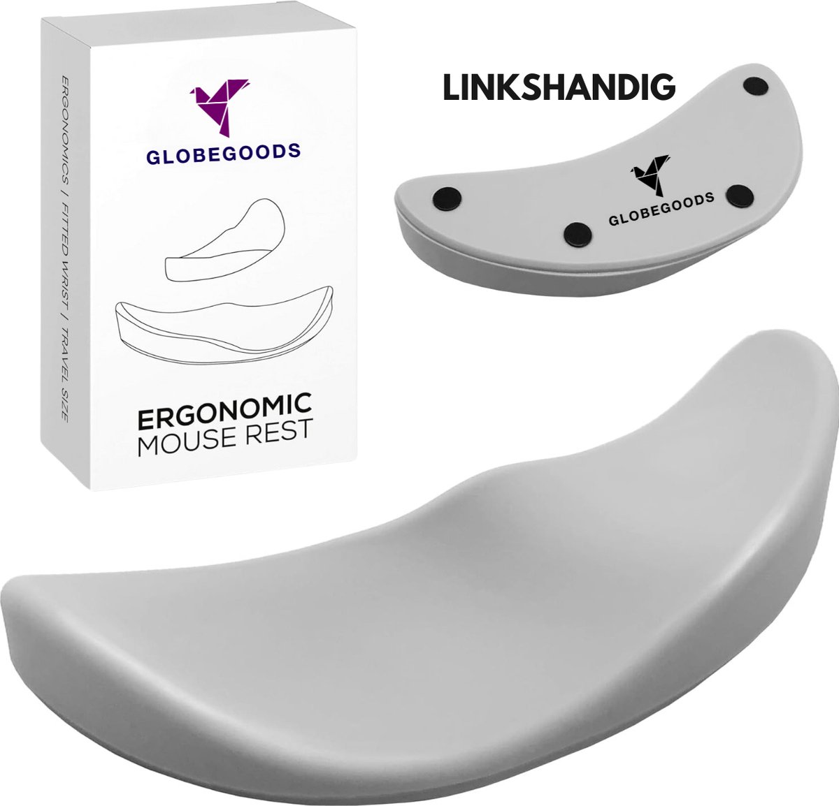 Ergonomische polssteun voor muis - Glijdende muismat Polssteun - Ultieme Comfort zonder Muismatten - Pijnverlichting - Antivermoeidheid - Linkshandige Grijs