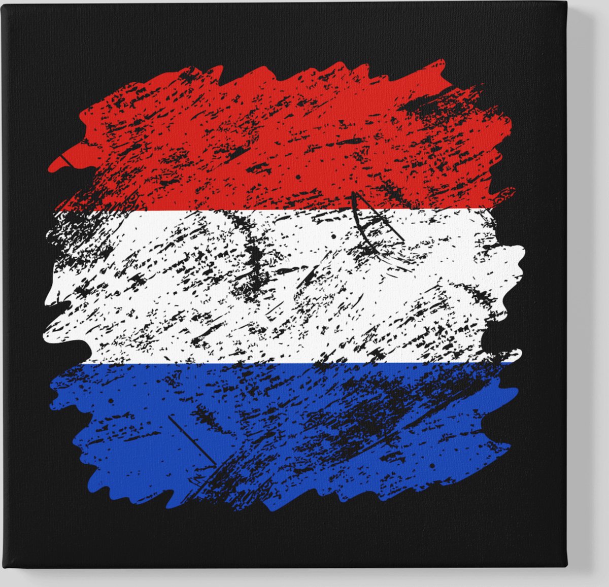 Trendex Global Canvas Schilderij - Vlag - Nederland - Wanddecoratie - 60x60 cm Zwart