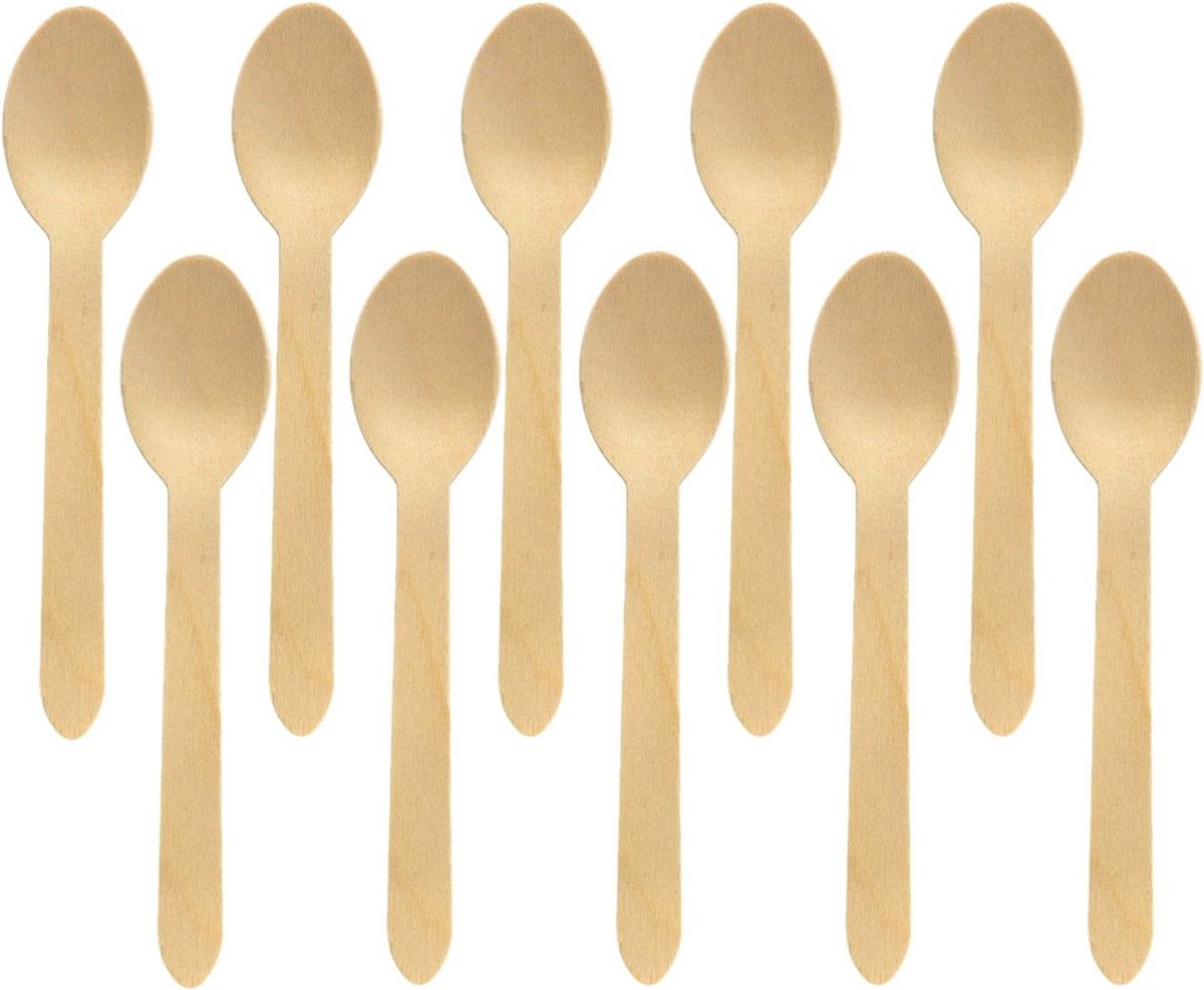 Biopak wegwerp lepels - 50x - hout bestek - 16 cm - bio/eco/milieubewust