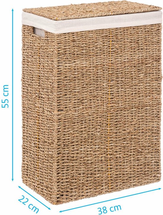 Panier à linge rectangulaire jonc de mer naturel naturel