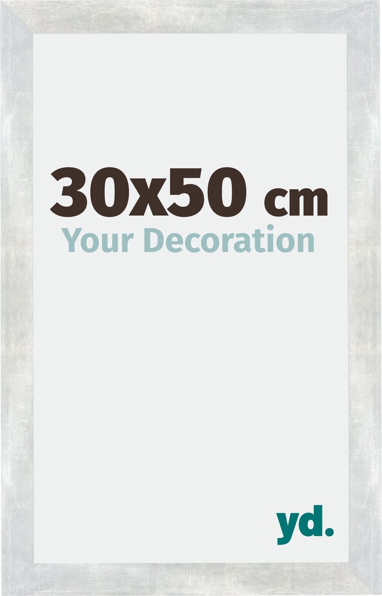 yd. Your Decoration - Fotolijst 30x50 cm - MDF - Zilver Glanzend Vintage - Mura